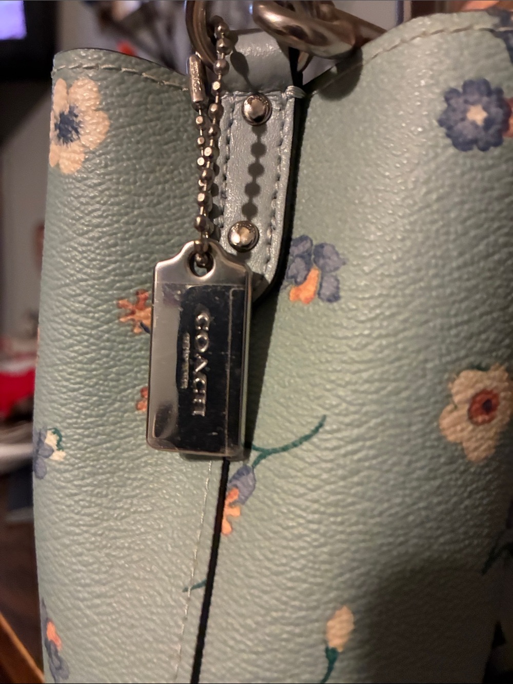 Coach  Floral Pebbled Leather Crossbody Bag with Silver Hardware - Picture 6 of 7